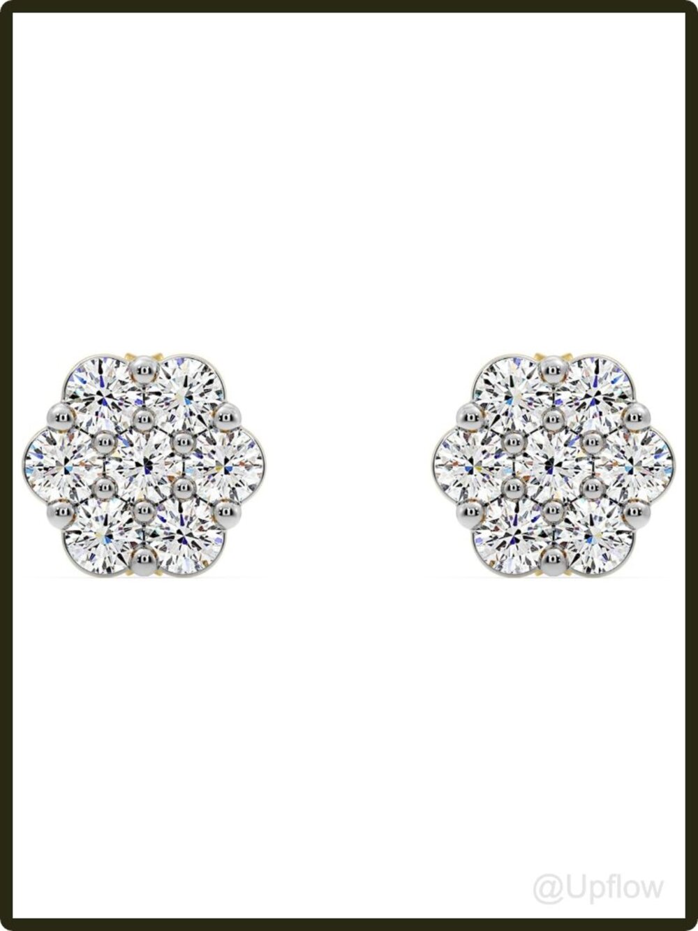 Women's Lab Grown Diamond Flower Stud Earrings Sterling Silver Seven Stone Gift